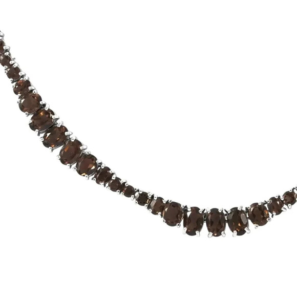 Smoky Quartz Necklace 18" In 925 Sterling Silver - Picture 3 of 4